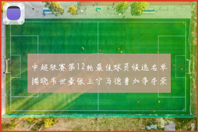 中超联赛第12轮最佳球员候选名单揭晓韦世豪张玉宁马德鲁加争夺荣誉