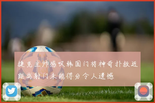 捷克主帅感叹韩国门将神奇扑救近距离射门未能得分令人遗憾